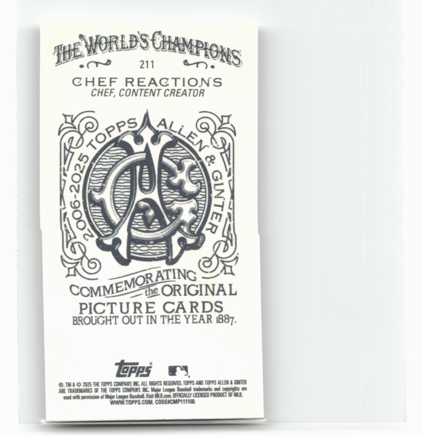 2025 Topps Allen & Ginter #211 Chef Reactions Mini Allen & Ginter Back