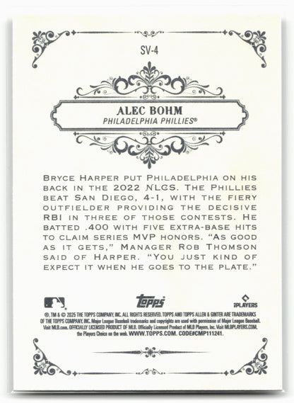 2025 Topps Allen & Ginter #SV-4 Alec Bohm Sweet Victory