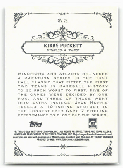 2025 Topps Allen & Ginter #SV-25 Kirby Puckett Sweet Victory