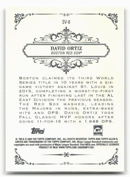 2025 Topps Allen & Ginter #SV-8 David Ortiz Sweet Victory