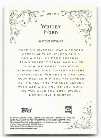 2025 Topps Allen & Ginter #WC-33 Whitey Ford Wicked Curves