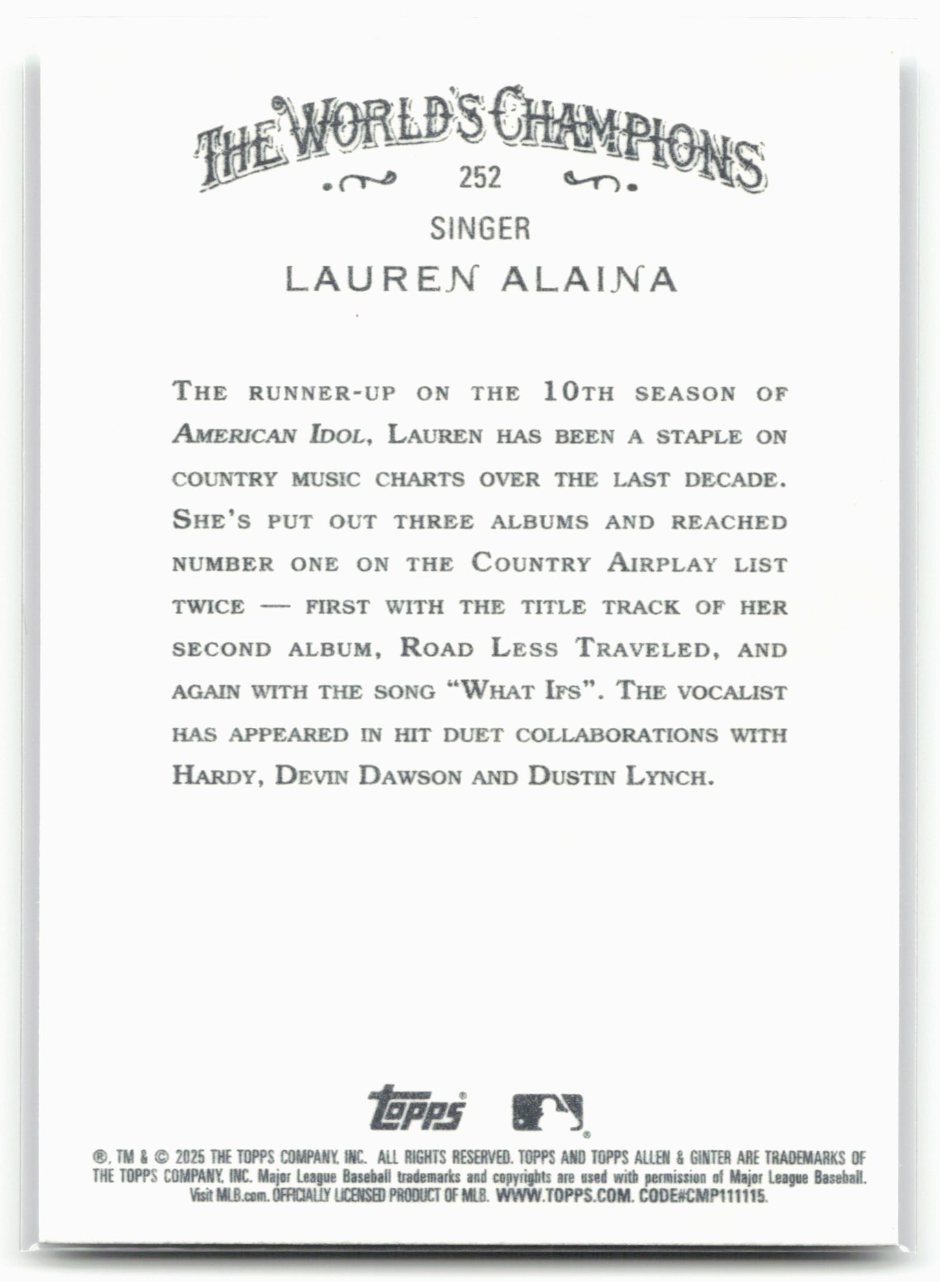 2025 Topps Allen & Ginter #252 Lauren Alaina Foil Filagree