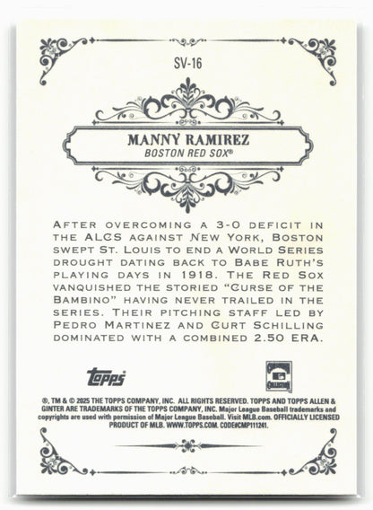 2025 Topps Allen & Ginter #SV-16 Manny Ramirez Sweet Victory