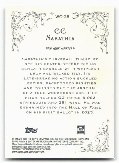 2025 Topps Allen & Ginter #WC-25 CC Sabathia Wicked Curves
