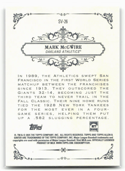 2025 Topps Allen & Ginter #SV-26 Mark McGwire Sweet Victory