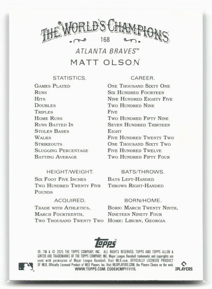 2025 Topps Allen & Ginter #168 Matt Olson Silver Portrait