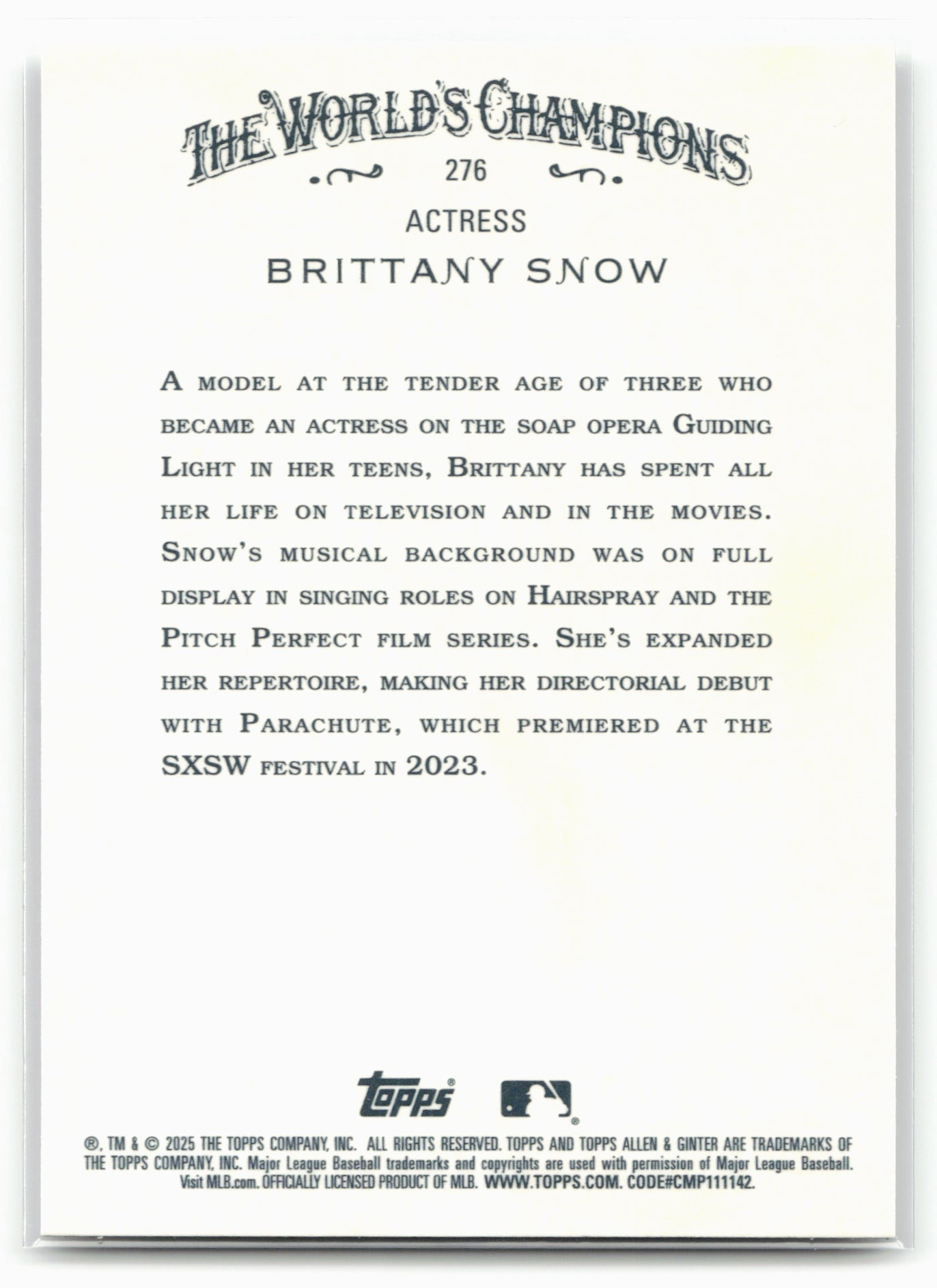 2025 Topps Allen & Ginter #276 Brittany Snow Chrome