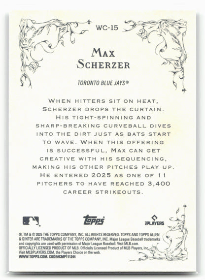 2025 Topps Allen & Ginter #WC-15 Max Scherzer Wicked Curves