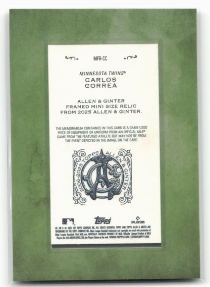 2025 Topps Allen & Ginter #MFR-CC Carlos Correa Framed Mini Relics