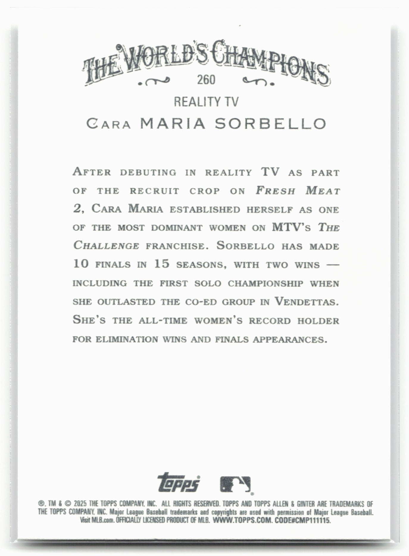2025 Topps Allen & Ginter #260 Cara Maria Sorbello