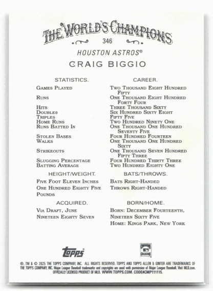 2025 Topps Allen & Ginter #346 Craig Biggio