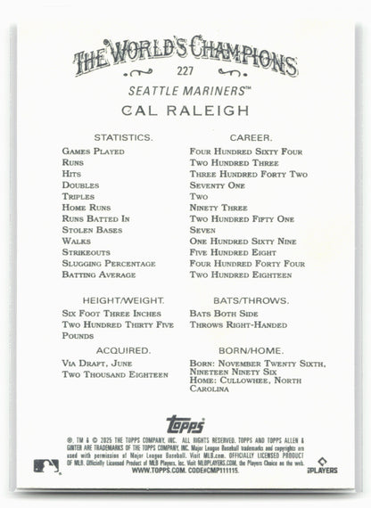 2025 Topps Allen & Ginter #227 Cal Raleigh