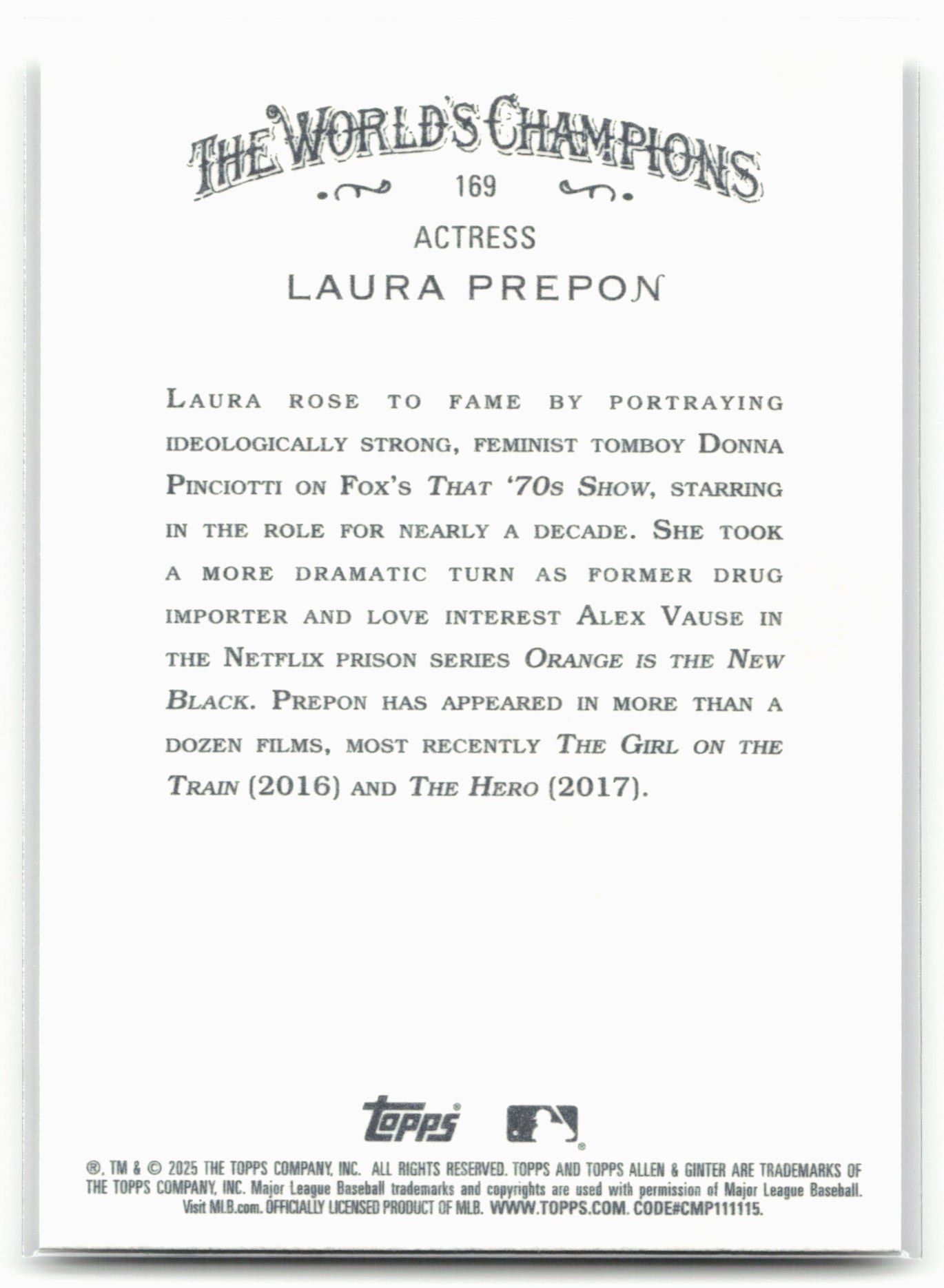 2025 Topps Allen & Ginter #169 Laura Prepon