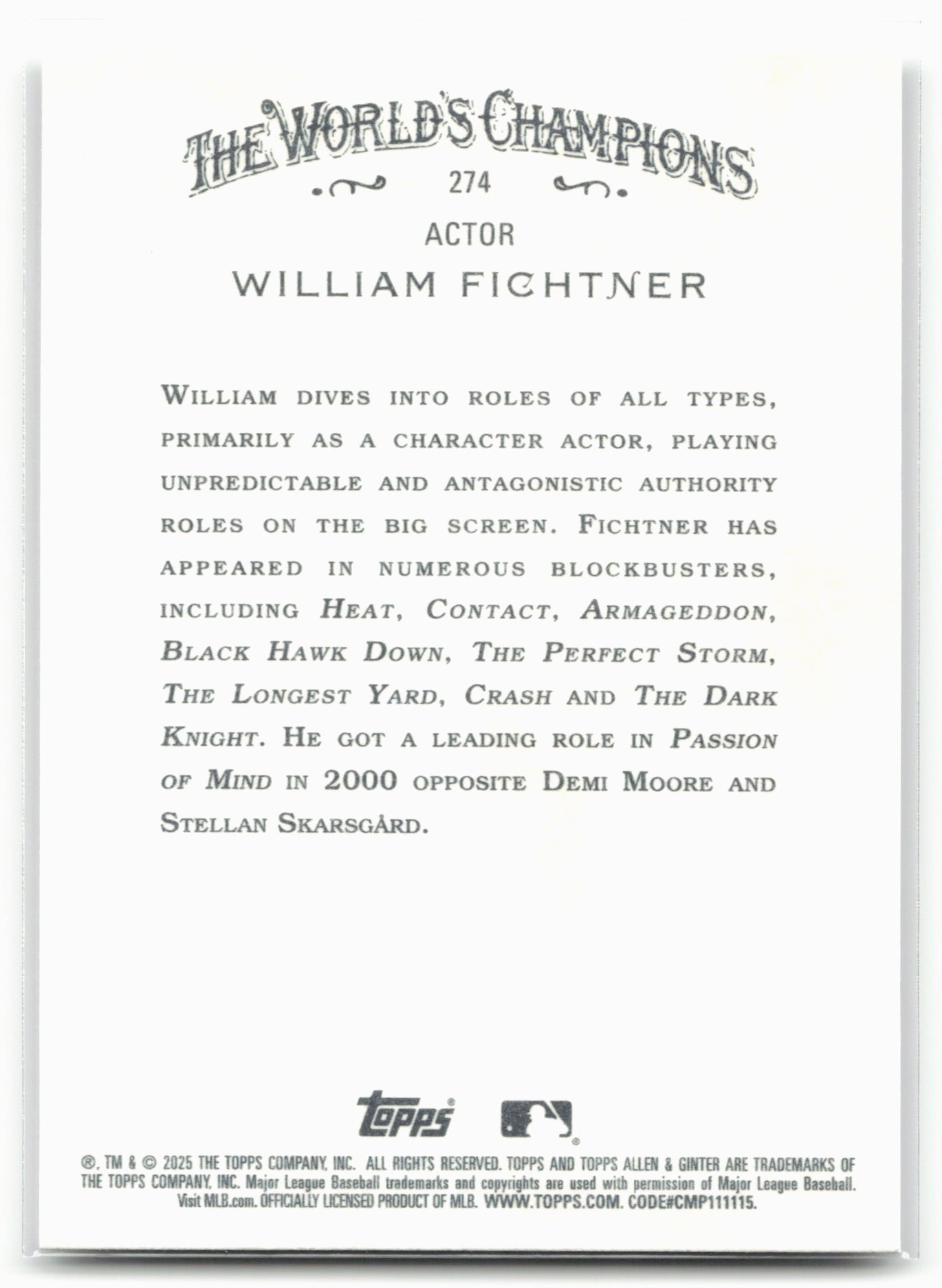 2025 Topps Allen & Ginter #274 William Fichtner