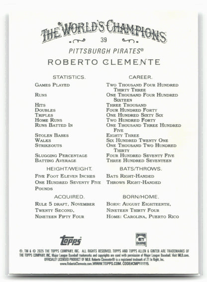 2025 Topps Allen & Ginter #39 Roberto Clemente