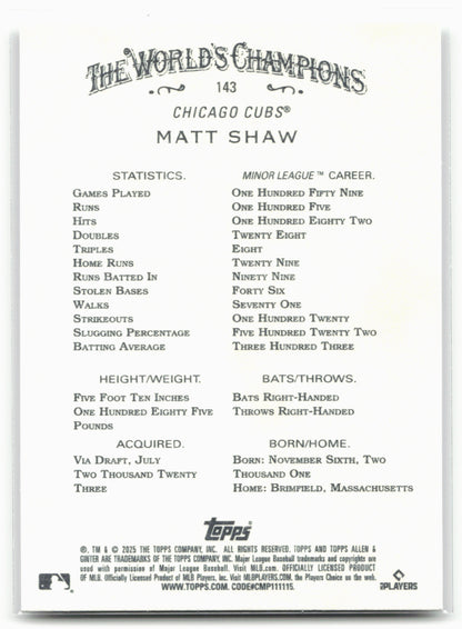 2025 Topps Allen & Ginter #143 Matt Shaw