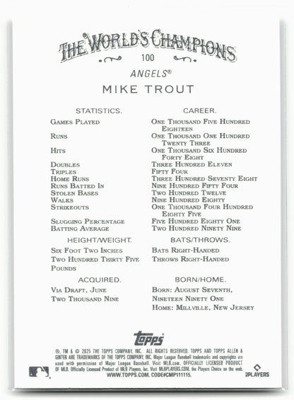 2025 Topps Allen & Ginter #100 Mike Trout