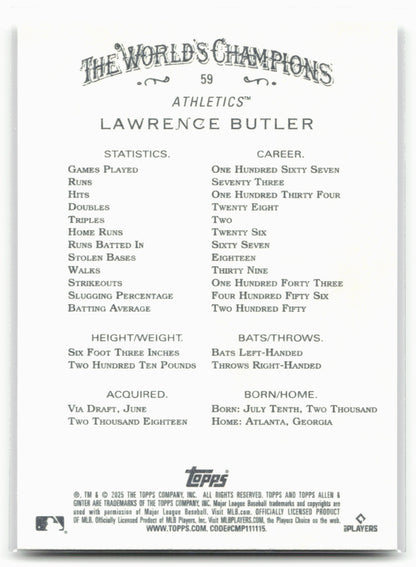 2025 Topps Allen & Ginter #59 Lawrence Butler