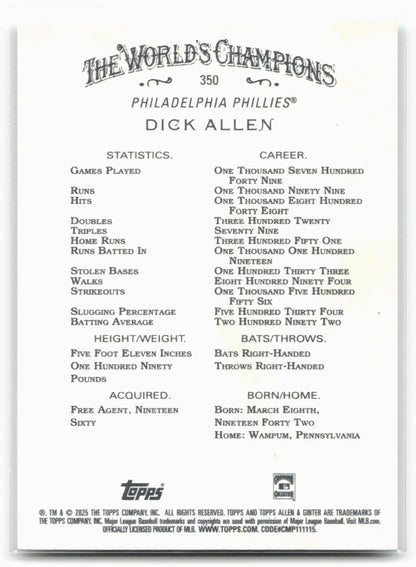 2025 Topps Allen & Ginter #350 Dick Allen
