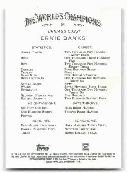 2025 Topps Allen & Ginter #54 Ernie Banks