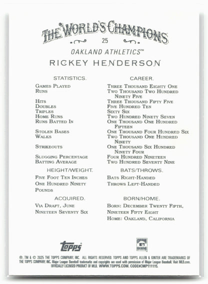 2025 Topps Allen & Ginter #25 Rickey Henderson