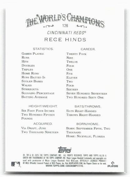 2025 Topps Allen & Ginter #126 Rece Hinds