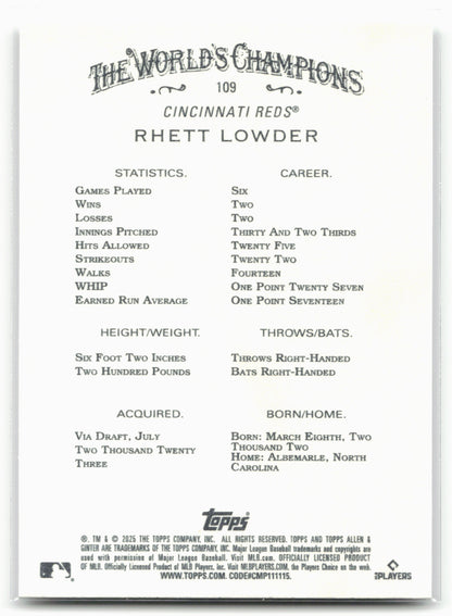 2025 Topps Allen & Ginter #109 Rhett Lowder