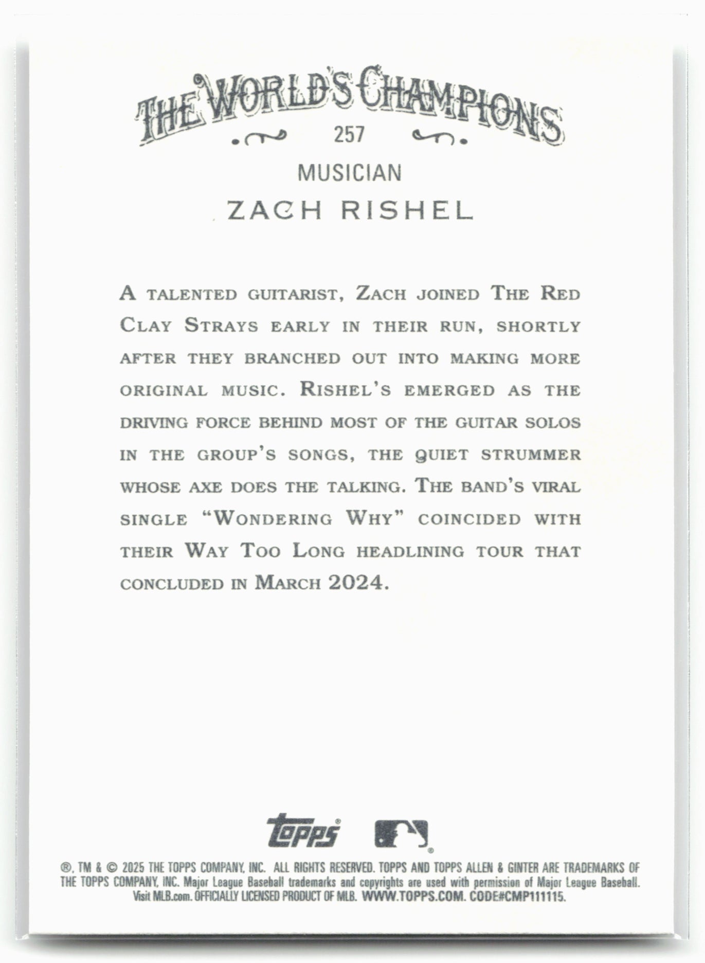 2025 Topps Allen & Ginter #257 Zach Rishel