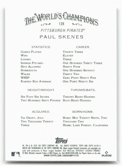2025 Topps Allen & Ginter #128 Paul Skenes