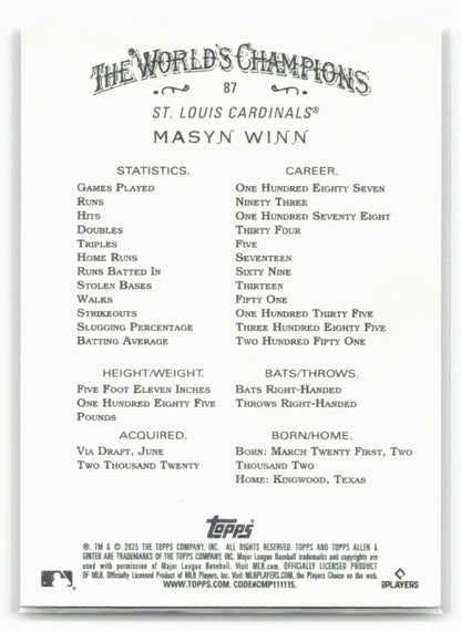 2025 Topps Allen & Ginter #87 Masyn Winn