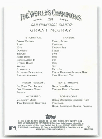2025 Topps Allen & Ginter #228 Grant McCray