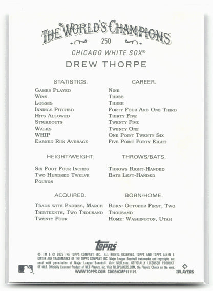 2025 Topps Allen & Ginter #250 Drew Thorpe