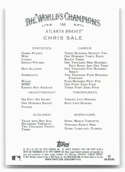 2025 Topps Allen & Ginter #144 Chris Sale