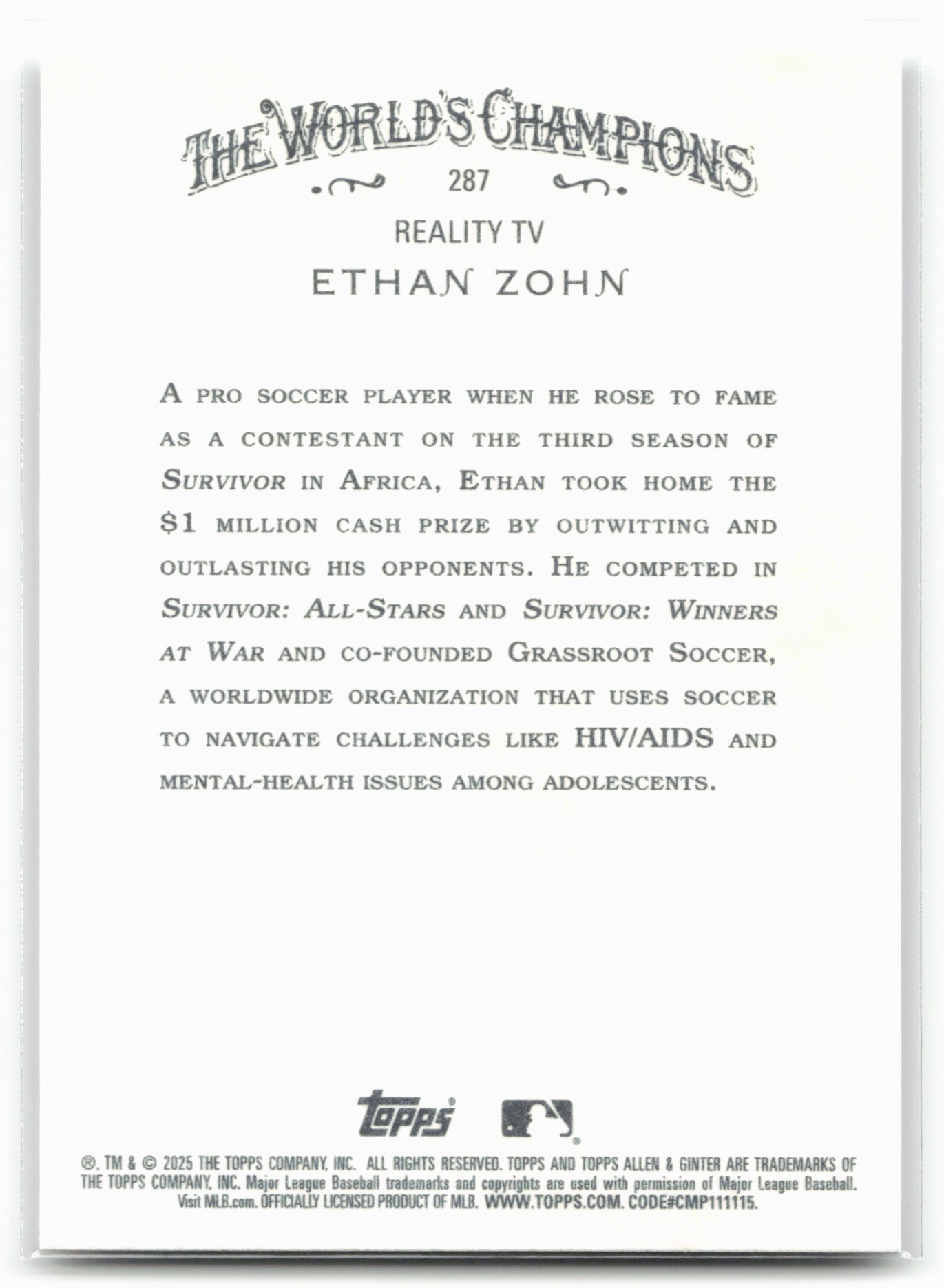 2025 Topps Allen & Ginter #287 Ethan Zohn