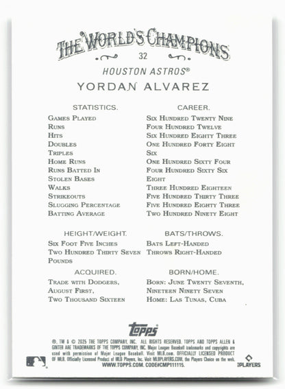 2025 Topps Allen & Ginter #32 Yordan Alvarez