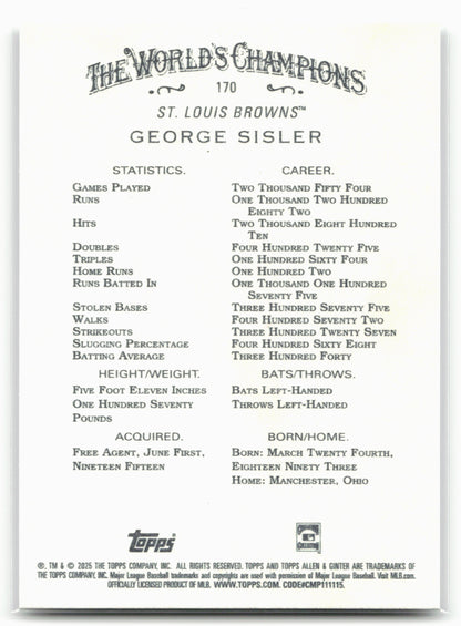 2025 Topps Allen & Ginter #170 George Sisler