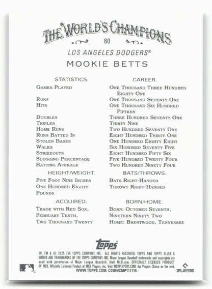 2025 Topps Allen & Ginter #80 Mookie Betts