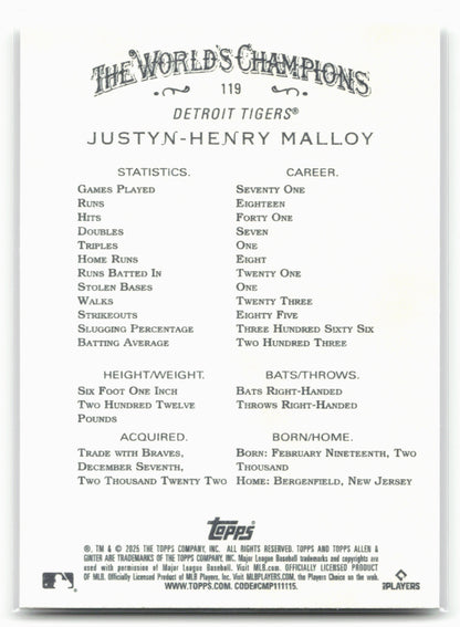 2025 Topps Allen & Ginter #119 Justyn-Henry Malloy