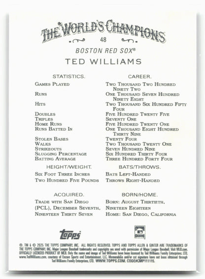 2025 Topps Allen & Ginter #48 Ted Williams