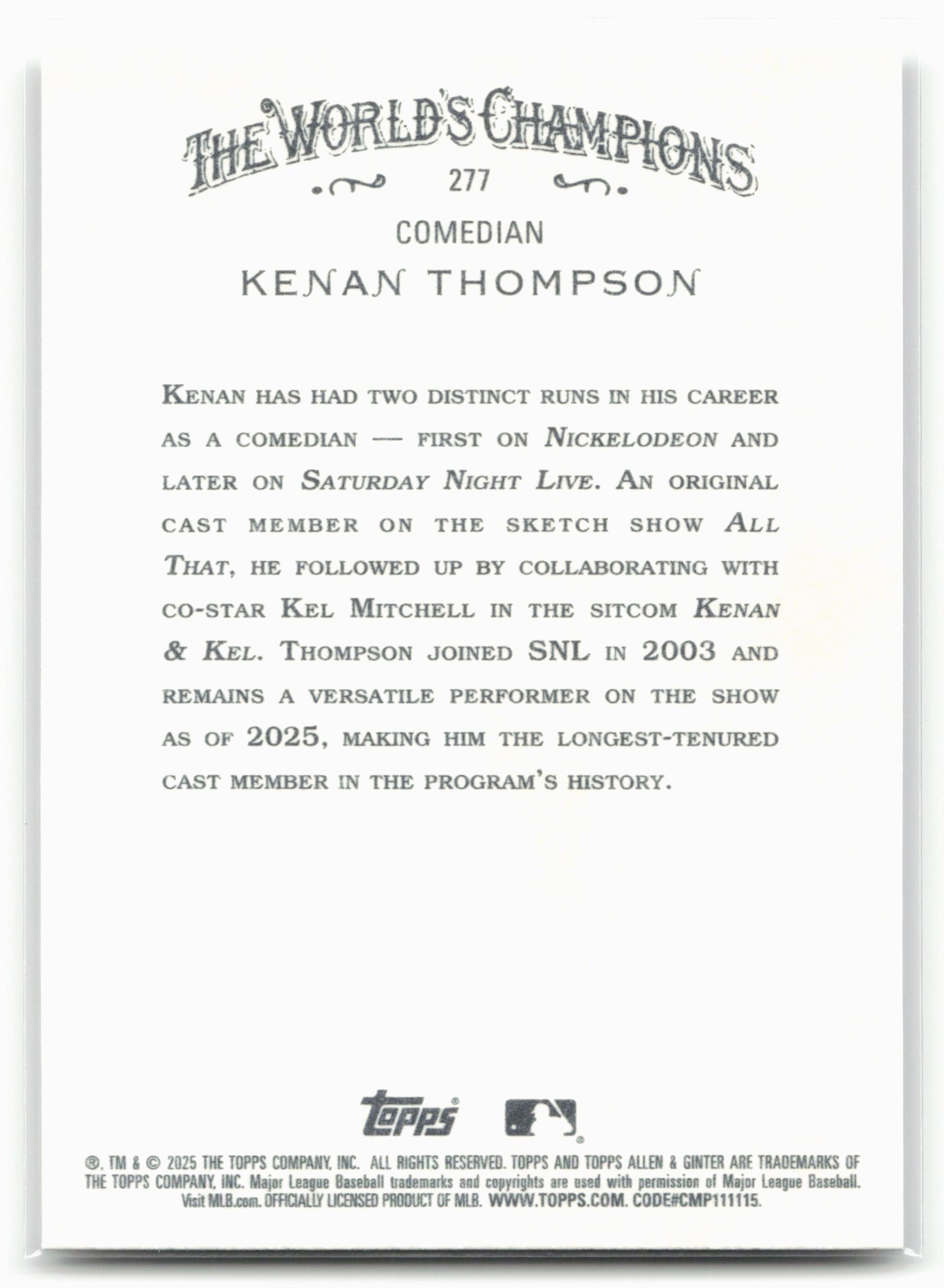 2025 Topps Allen & Ginter #277 Kenan Thompson