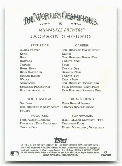 2025 Topps Allen & Ginter #76 Jackson Chourio