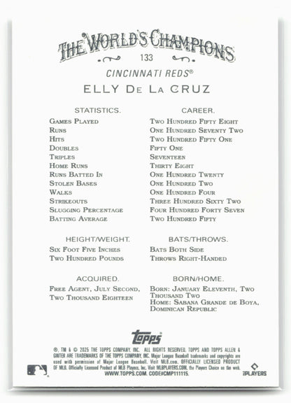 2025 Topps Allen & Ginter #133 Elly De La Cruz