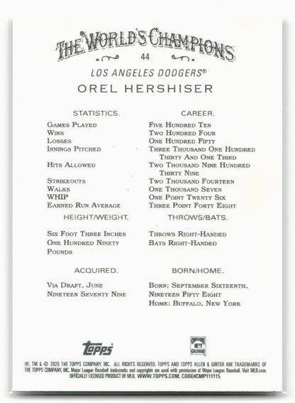 2025 Topps Allen & Ginter #44 Orel Hershiser