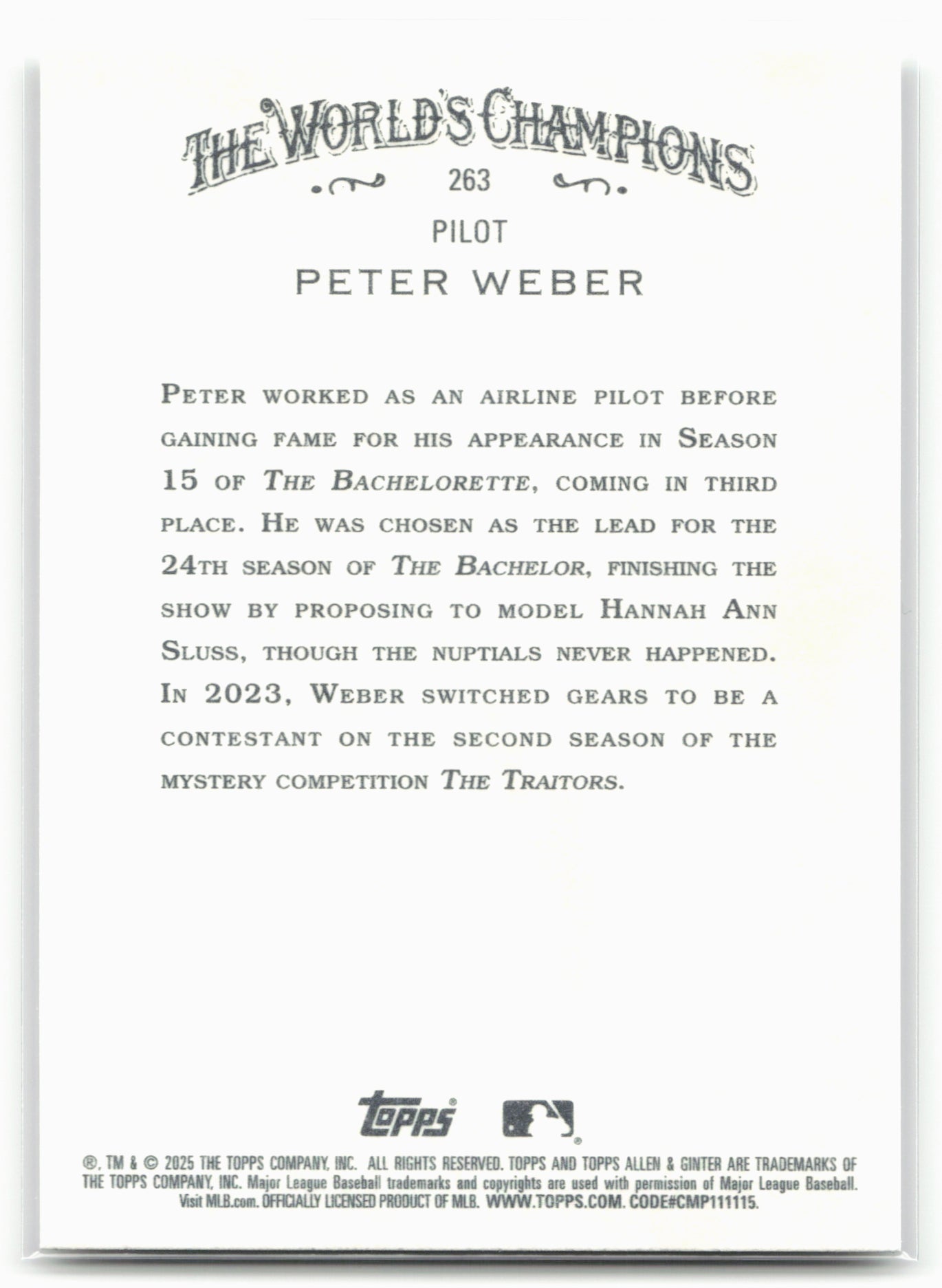 2025 Topps Allen & Ginter #263 Peter Weber