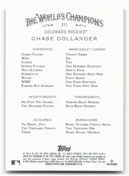 2025 Topps Allen & Ginter #217 Chase Dollander