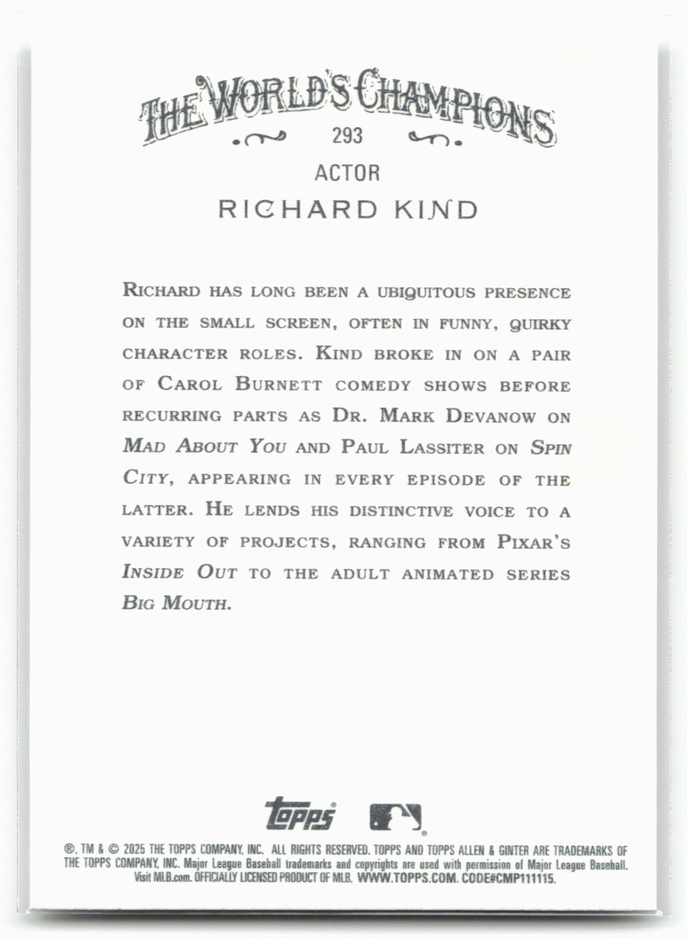 2025 Topps Allen & Ginter #293 Richard Kind