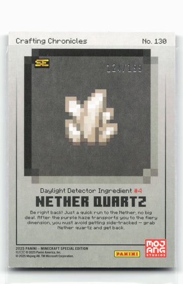 
2025 Panini Minecraft 15th Anniversary #130 Nether Quartz 124/199