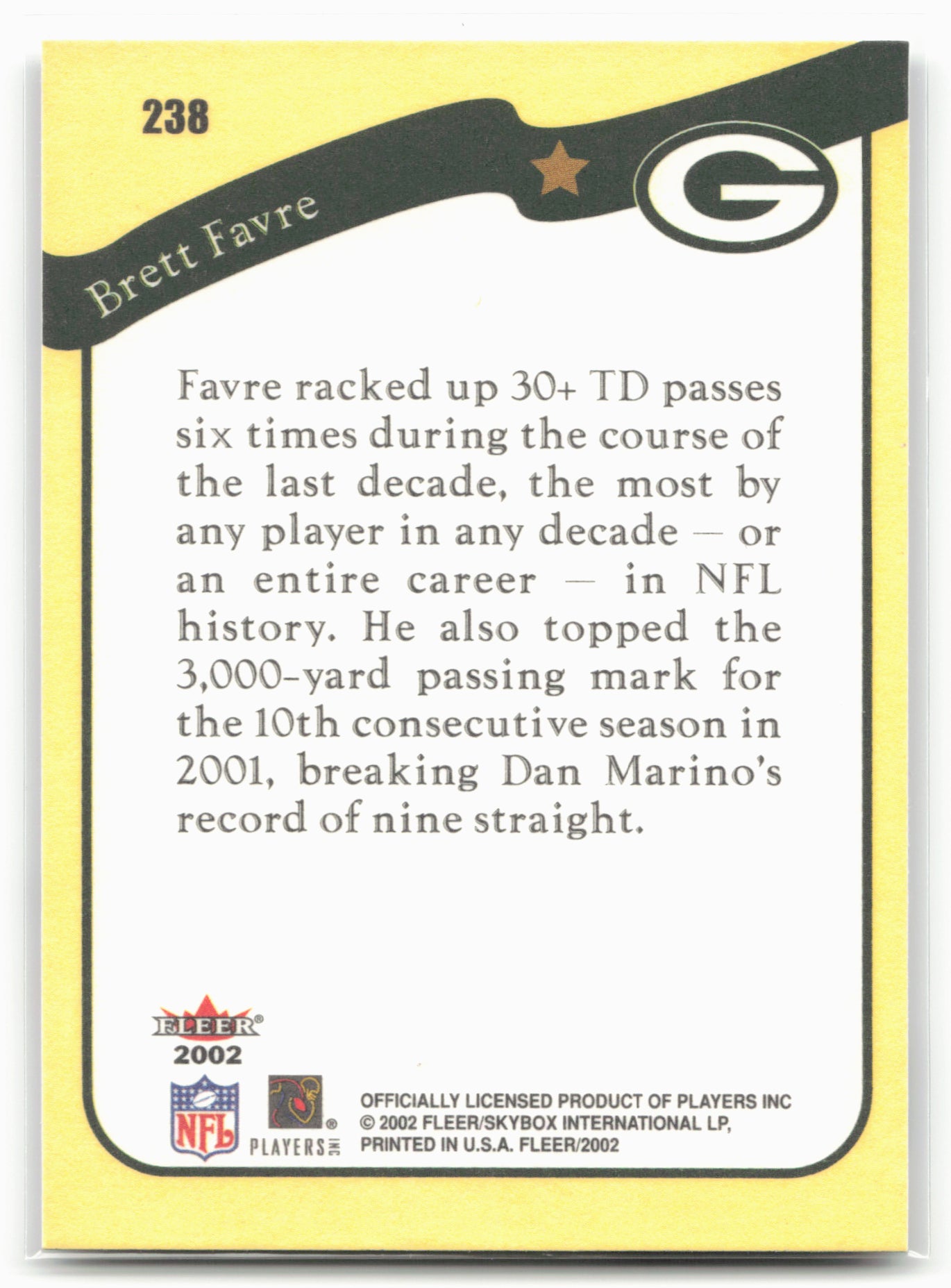 2002 Fleer #238 Brett Favre