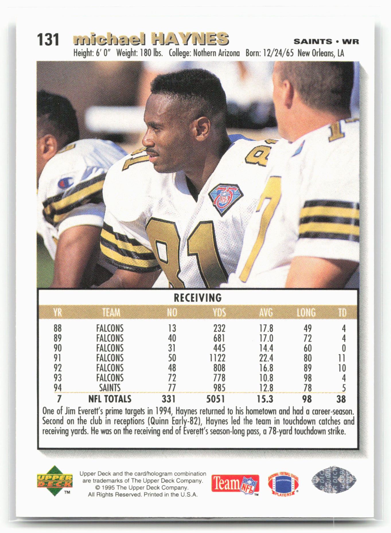 1995 Collector's Choice #131 Michael Haynes Player's Club
