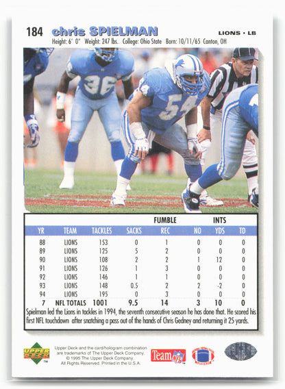 1995 Collector's Choice #184 Chris Spielman Player's Club